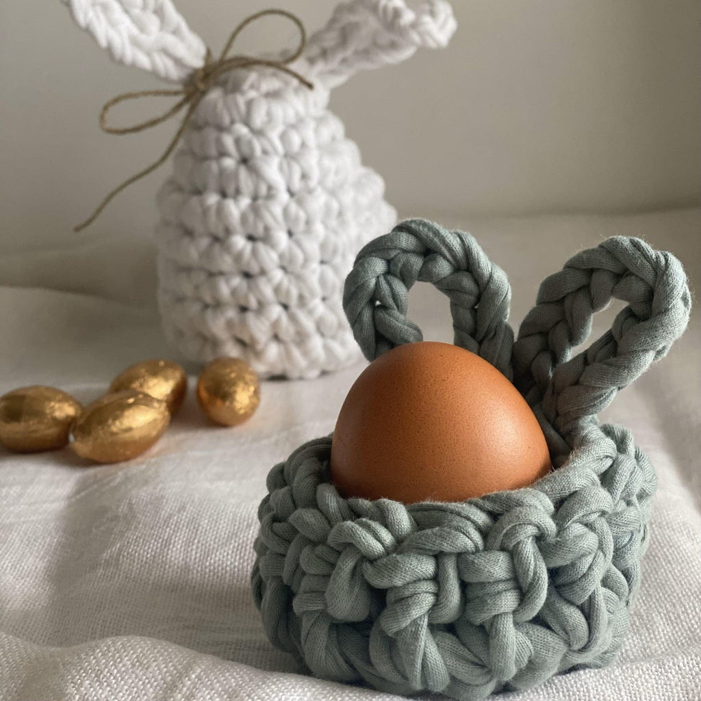 Set of 2 Sage Green Easter Bunny Egg Cups -Limited Edition