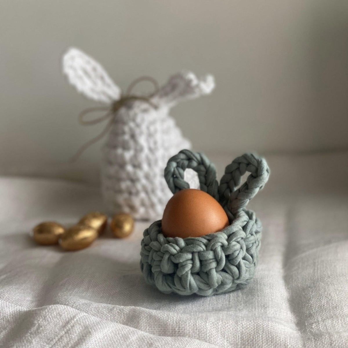 Set of 2 Sage Green Easter Bunny Egg Cups -Limited Edition
