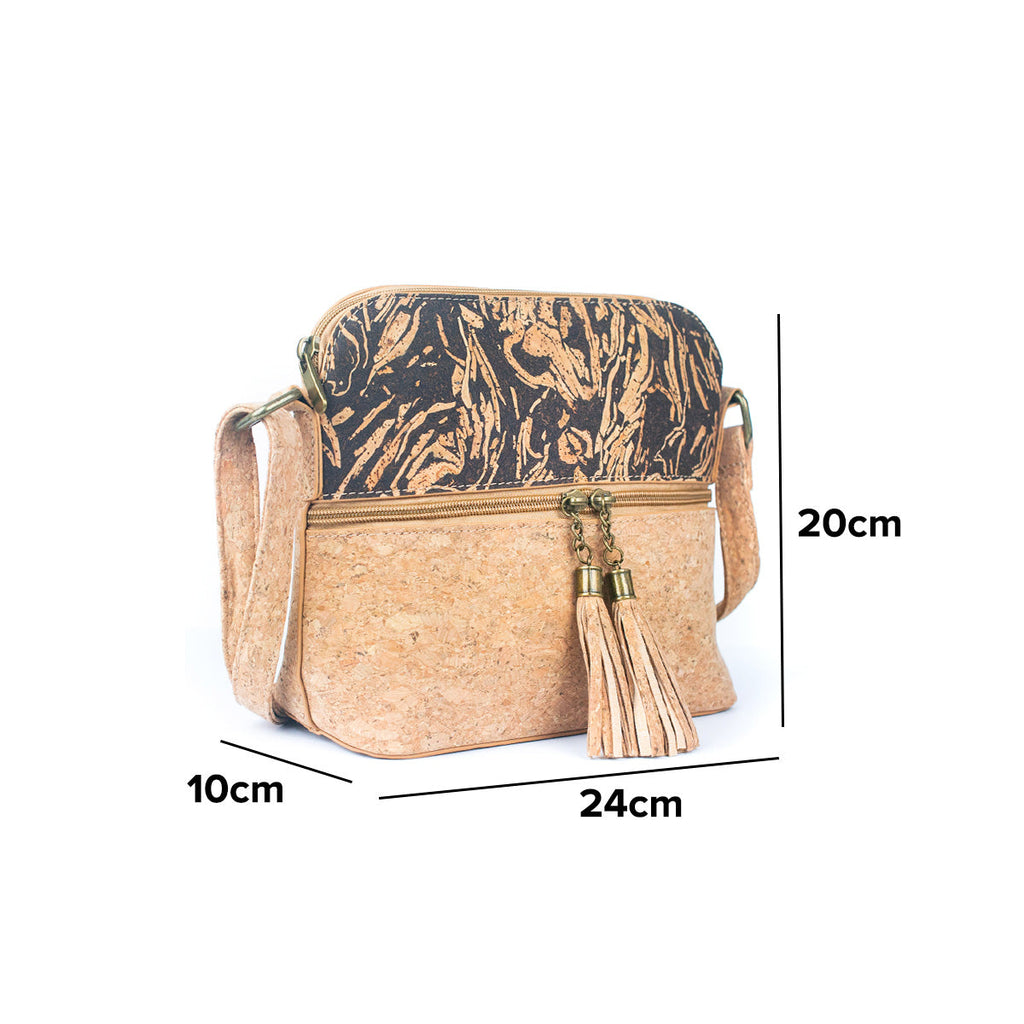 Tassel Zip Pocket Women's Natural Cork Crossbody Bag BAG-2291