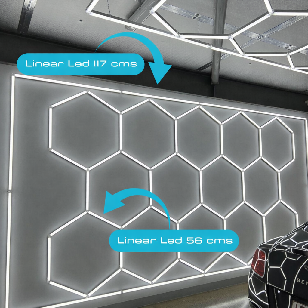 Lâmpada LED Hexagonal - 6000K - 14 Hexágonos 56cm + Retângulo 500cm