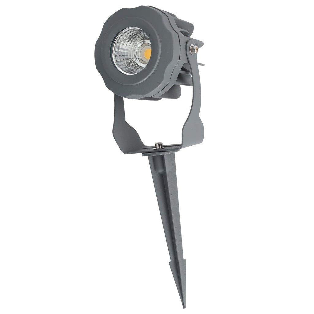 LED-Gartenstrahler 10W IP65 2700K mit Erdspieß, grau