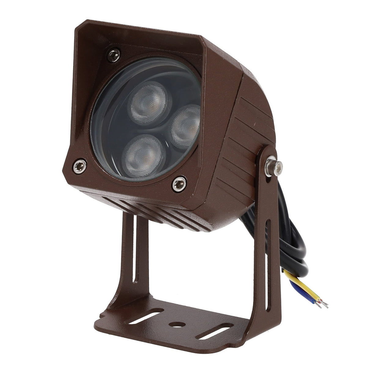 Refletor LED de 3W IP65 2700K com estaca para jardim, acabamento marrom