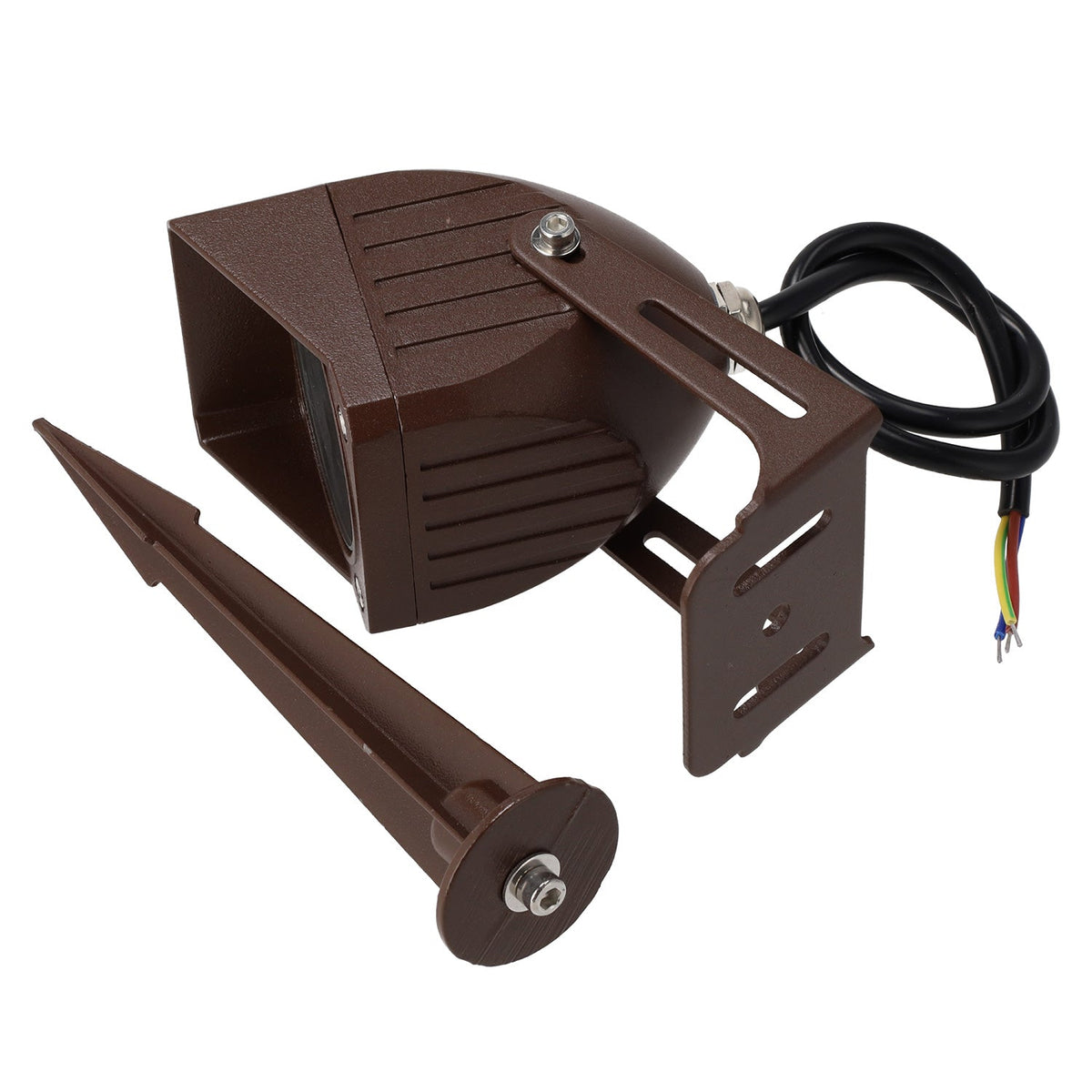 Refletor LED de 3W IP65 2700K com estaca para jardim, acabamento marrom