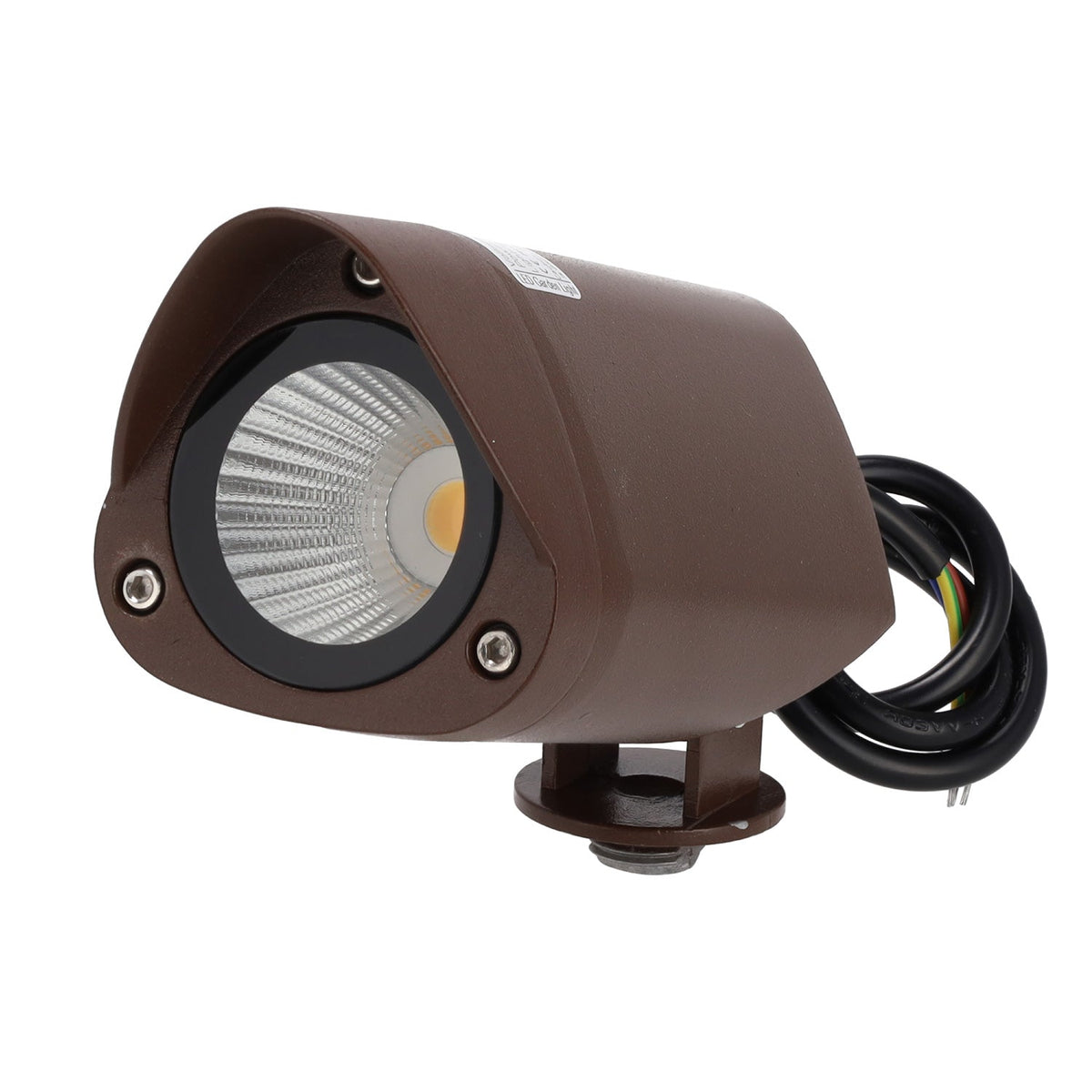 Refletor LED com estaca para jardim, 7W, IP65, 2700K, acabamento marrom.