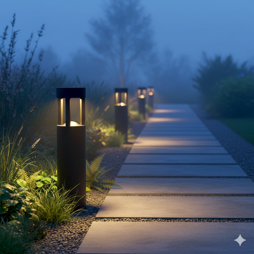 Farol LED exterior "Jamalpur" 90cm 10W 220VAC 3000ºK Preto