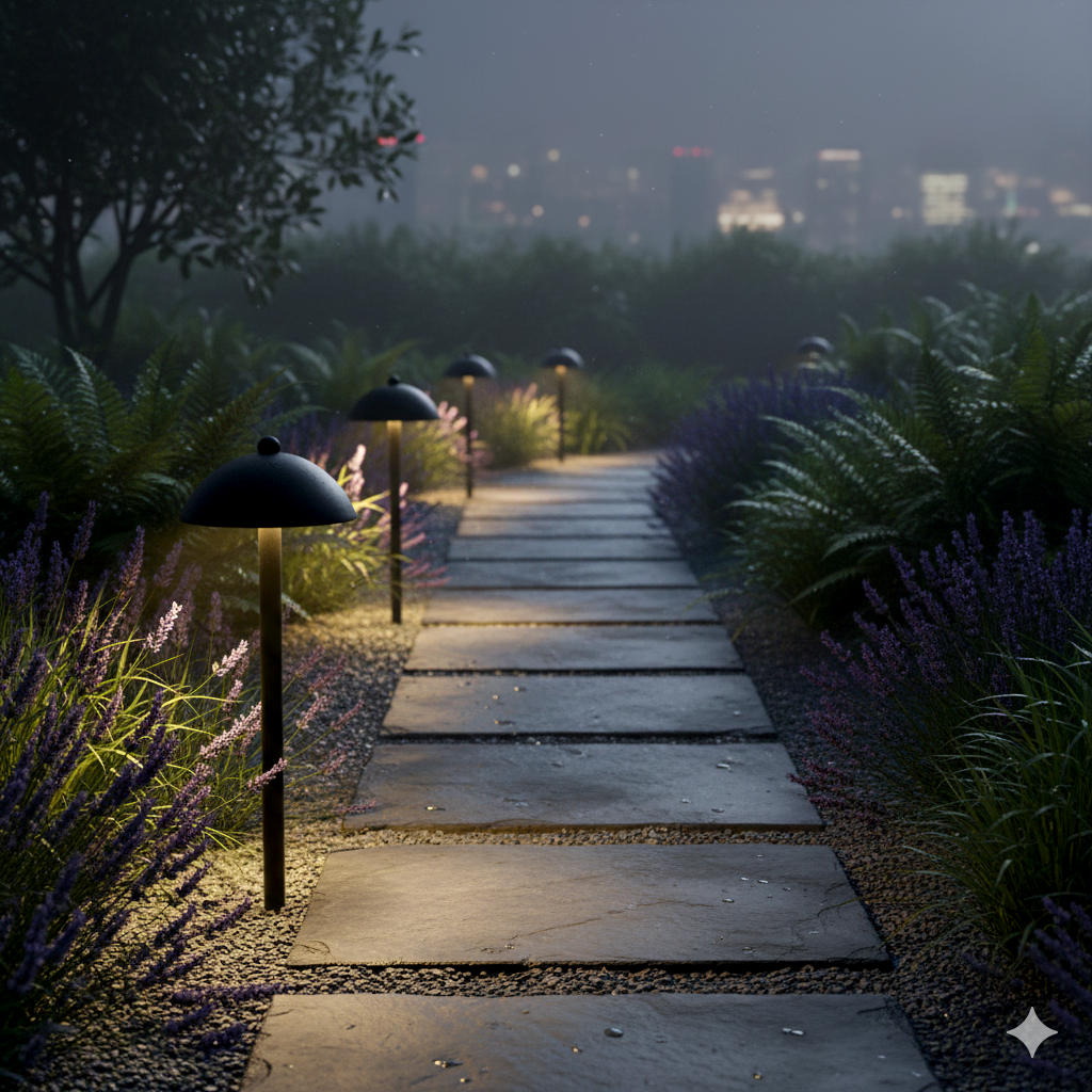 Foco LED exterior "Sarh" 70cm 7W 220VAC 3000ºK Negro