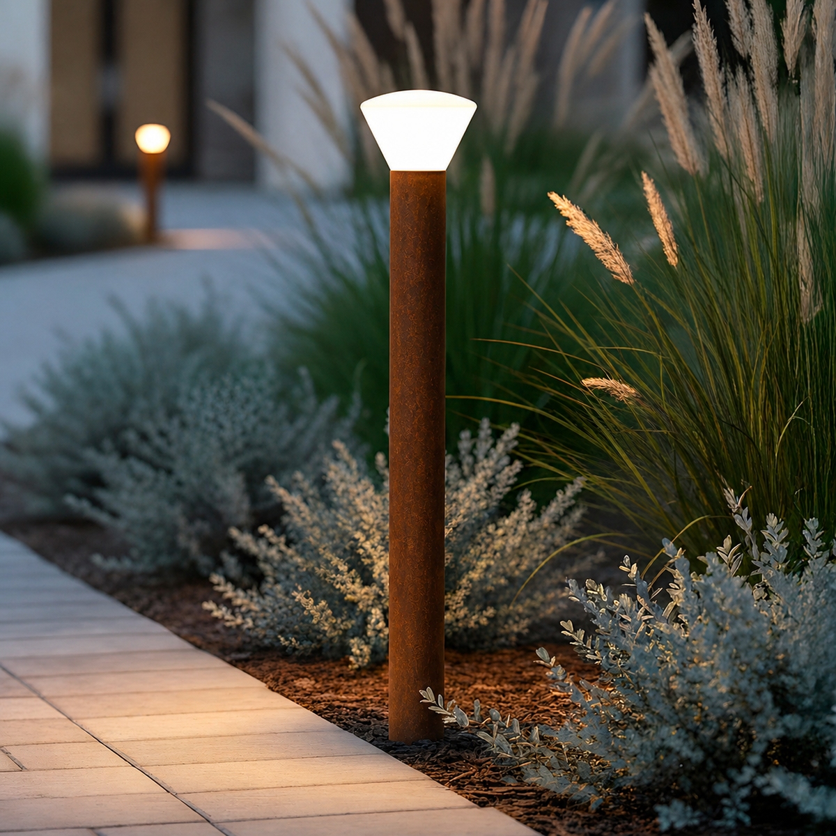 Sinalizador LED Externo "Digos" 100cm 5W 220VAC 3000ºK Marrom Óxido