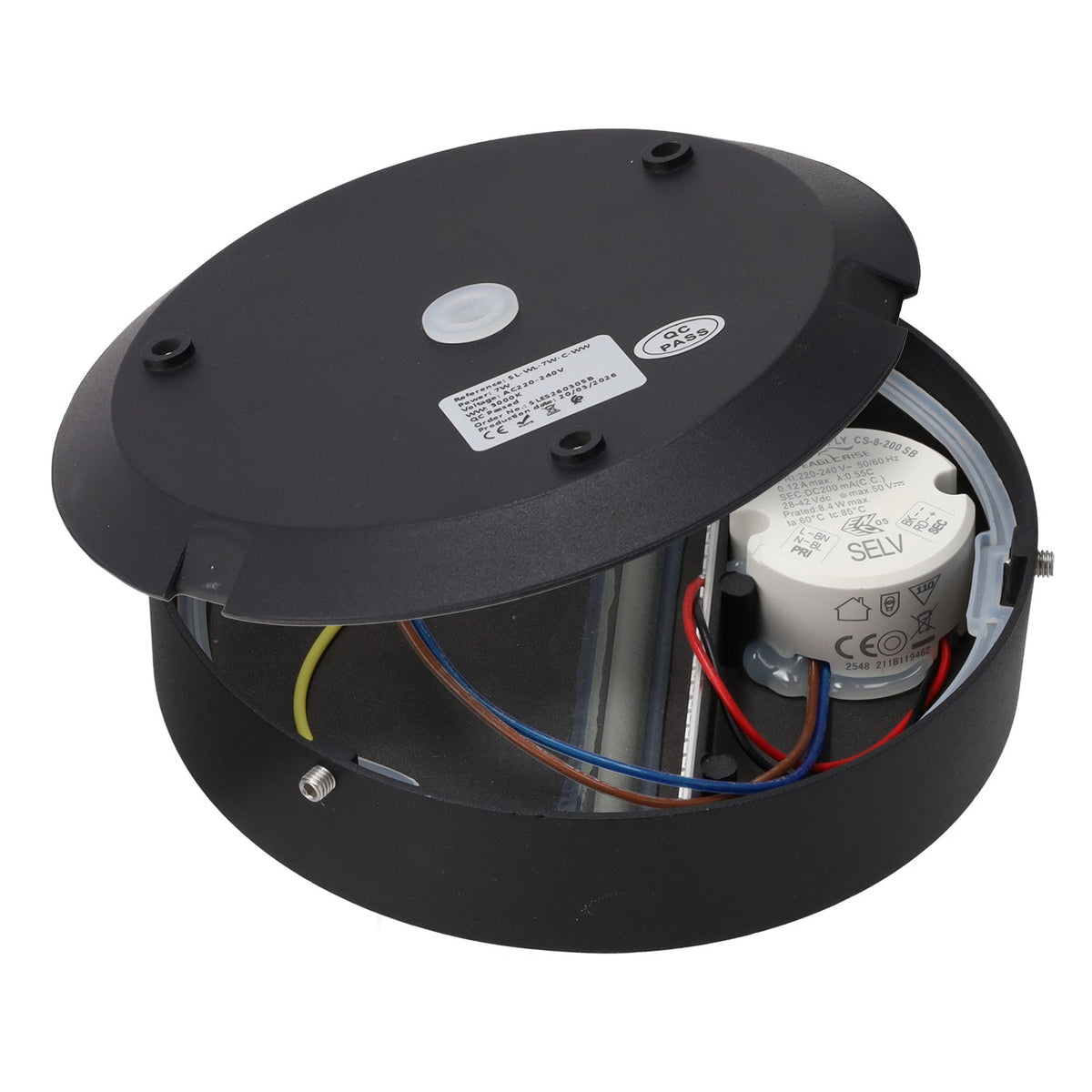 Luminaria de pared exterior circular LED de 7 W, IP54, 2700 K