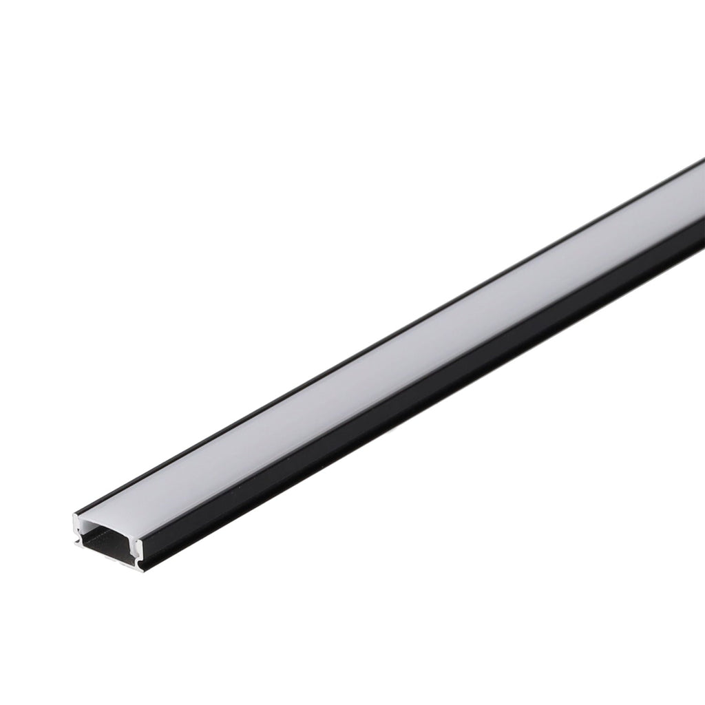 Perfil de aluminio negro para tira de LED - difusor de ópalo
