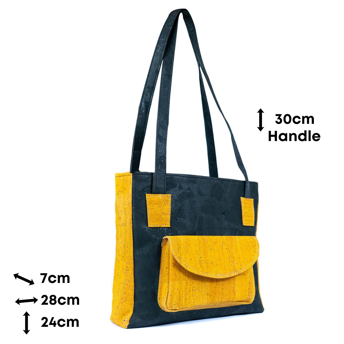 Cork Handbag for Women – Dual Tone Tote with Front Pocket BAGP-310
