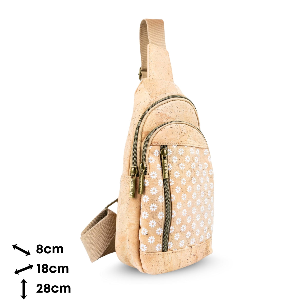 Cork Sling Bag with Adjustable– Floral & Geometric Patterns BAG-2374