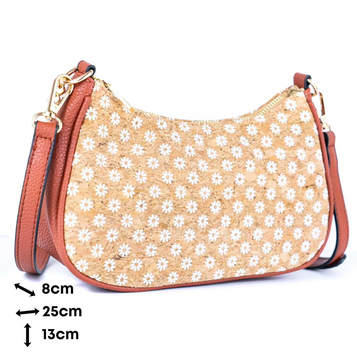 Bohemian Chic Printed Cork & Brown PU Leather Crossbody Bag BAG-2336-FGHI